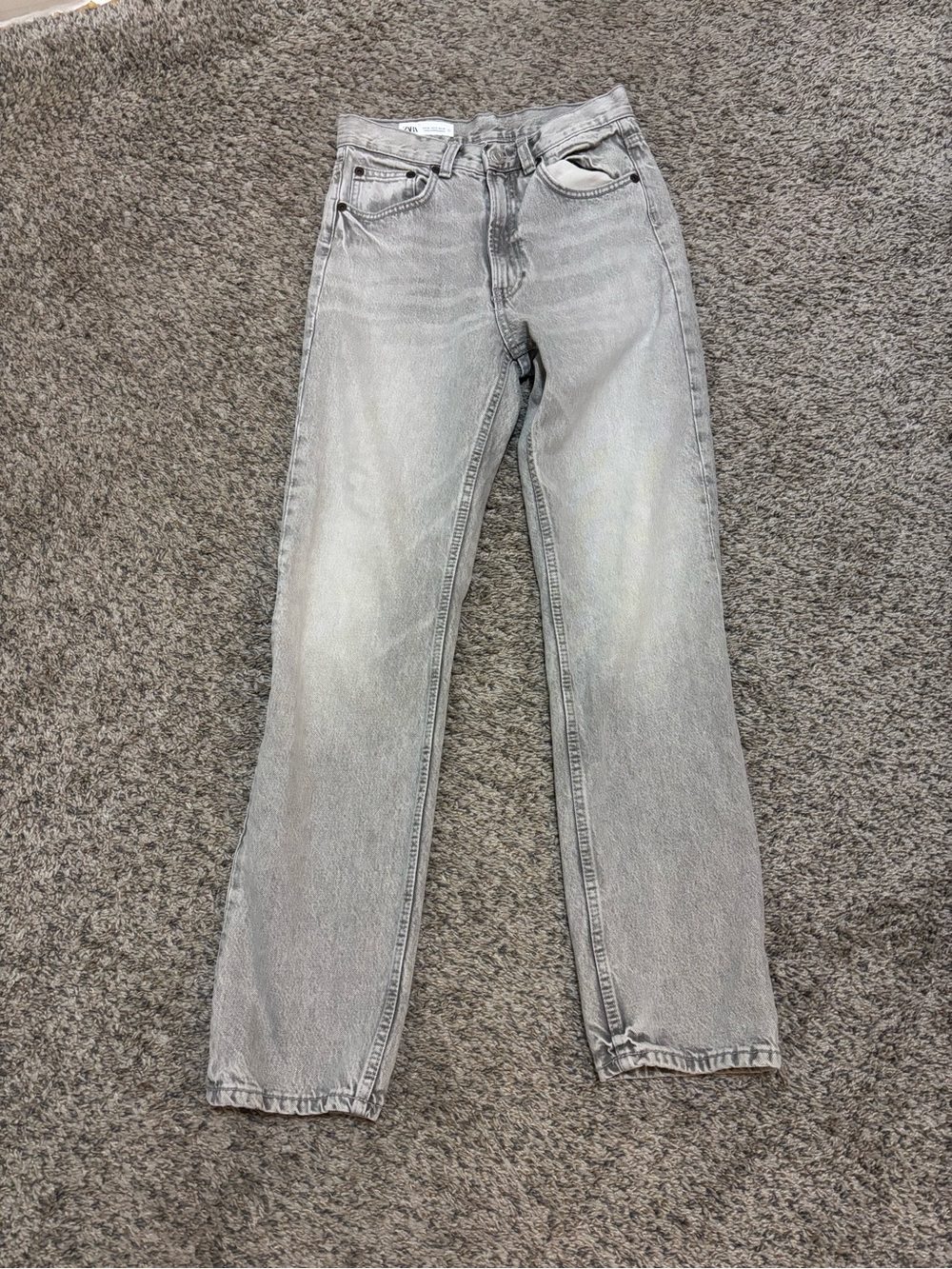 Zara Grey Washed Straight Leg Jeans